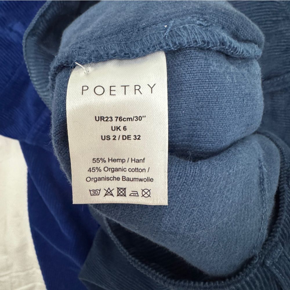 Poetry Hemp Blend Corduroy Workwear Pants Blue Carpenter Style | US 2 - Picture 7 of 8
